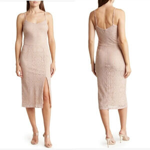 *NWT* Dress the Population Zahra Lace Slit Midi Dress
